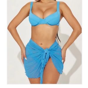 Blue bikini with sarong